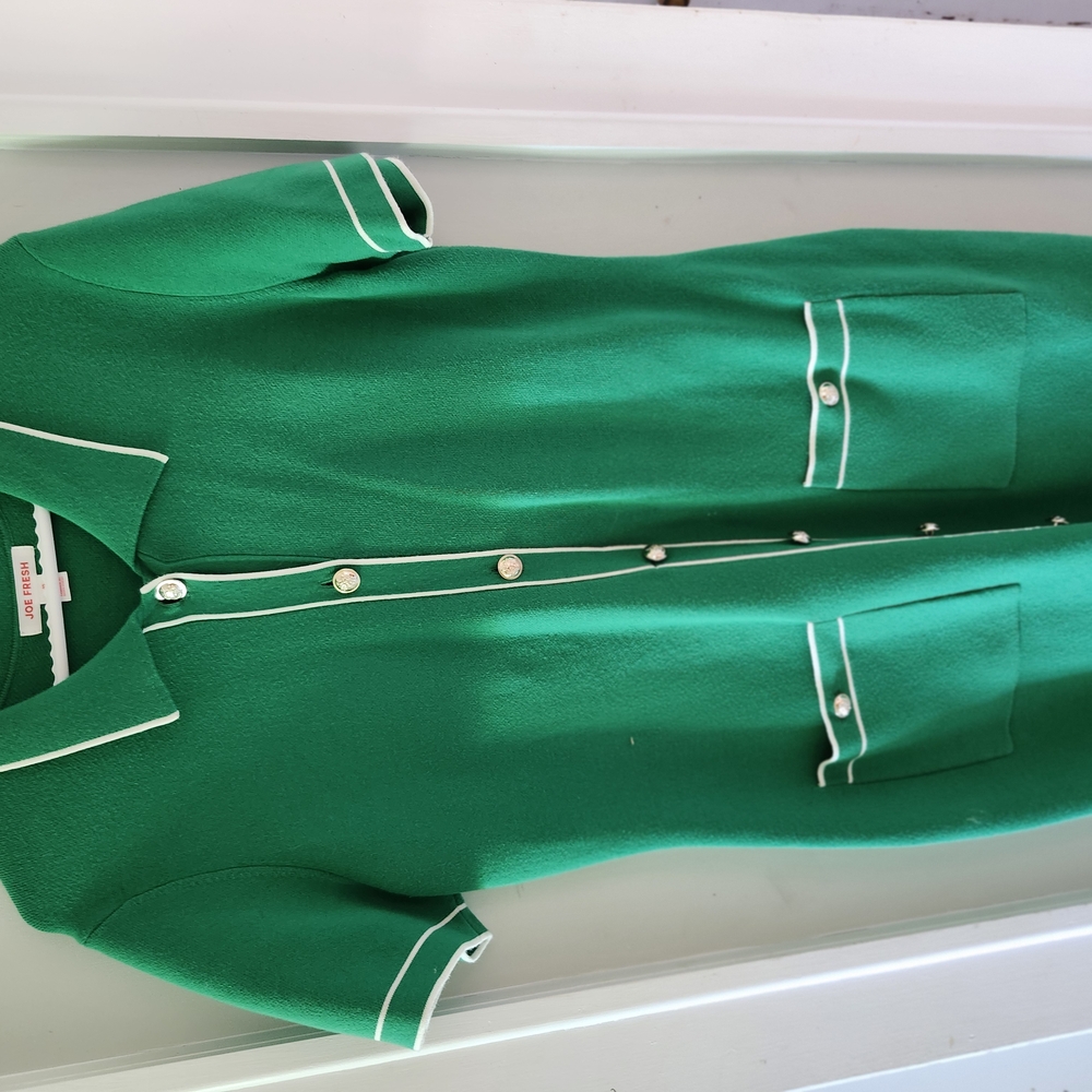 Joe Fresh Green Midi Dress with Cuffed Sleeves